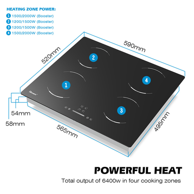 kupować 60cm 4 palniki Elektryczny kucharz 4 Strefa indukcyjna 6400W GIB464SC online manufacture